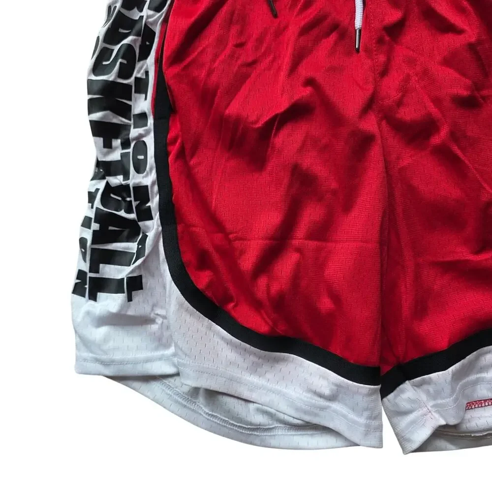 NBA Classic Basketball Shorts Red White Black Size L NWT Polyester